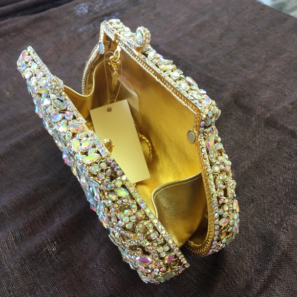 🦄Cindy Evening Bag - Gold w/ AB Aurora Borealis🦄 - Picture 5 of 5